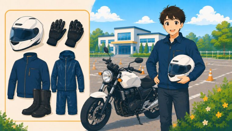 バイク教習の持ち物を準備するイメージ