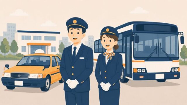 タクシーとバスの運転手のイラスト