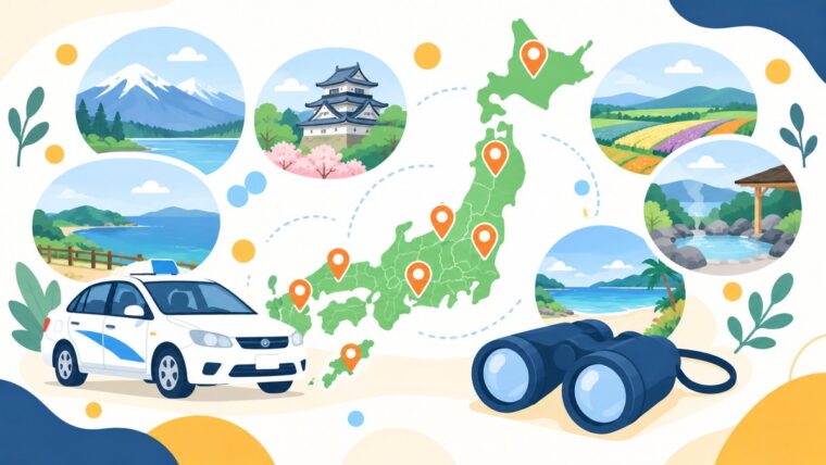 日本各地から合宿免許の教習所を探すイメージ